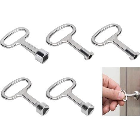 5 Pièces Clé Triangle en Métal - Clé Carré 8mm - Clé de Sécurité pour Armoire Électrique - Clé Triangulaire, pour Bac de Tri Compteur Electriques Boîte de Radiateur (1/5)