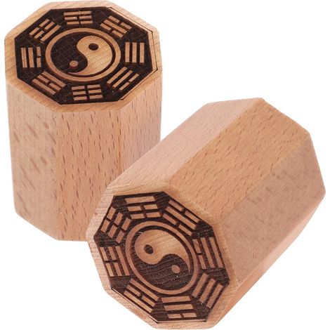 2 Stück Holz Siegelstempel mit Taoismus Bagua Motiv Small (1/5)