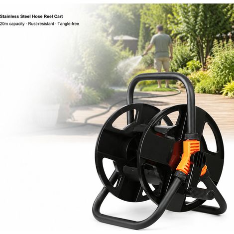 Toivize-Enrouleur de Tuyau - Noir - Acier Inoxydable - 20m - Robuste et Portable pour Jardin (1/4)