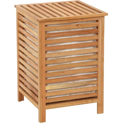 Swiss Aqua Technologies – Panier à linge en bois 45x65x45 cm – HOMEKOS1 – Revêtement textile amovible – Poids 6,2 kg pour rangement élégant (1/5)