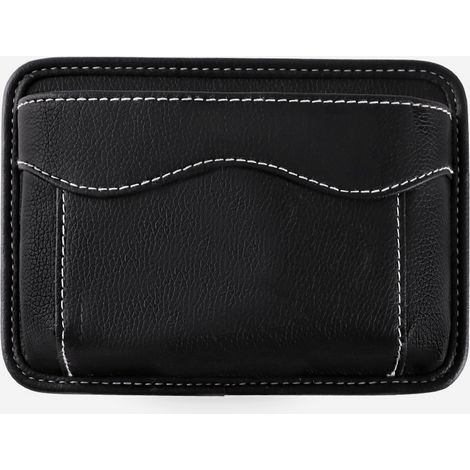 1 Leder-Organizer mit 1 Brillenclip, Autositz-Seitenorganizer, Seitenaufbewahrungstasche, Leder-Organizer, verstellbarer Ordner, Notizblock (schwarz)