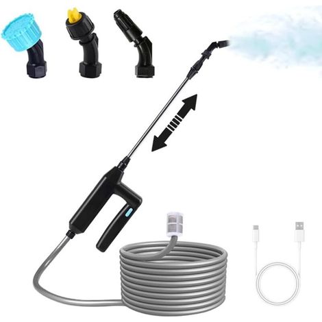 Garden Spray Gun, Rechargeable Multifunction Spray Gun with Extension Bar and 5m Hose, Portable Electric Spray for Lawn Irrigation, Car Washing (1/5)