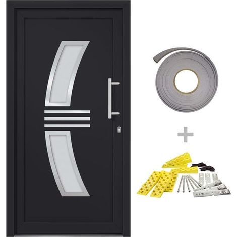 Porte d'entrée gris anthracite 88x200 cm