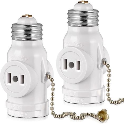 2-fach Steckdosenadapter, E26-Lampenfassung auf Steckdosenverteiler
