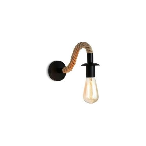 E27 Vintage-Wandleuchte aus Hanfseil, Industriestil, ideal für Loft, Flur oder Schlafzimmer, 110/220 V, 60 W, Schwarz - Crezuo