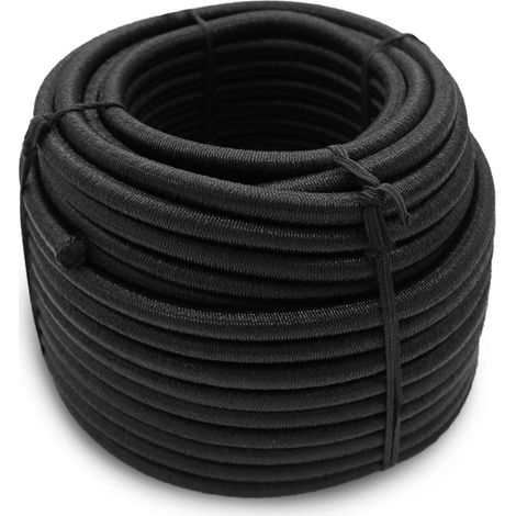 Linxor – Bobine tendeur élastique 25m x 6mm – Résistant aux UV – Pour bâches d'hivernage et pergolas – Couleur noire (1/3)