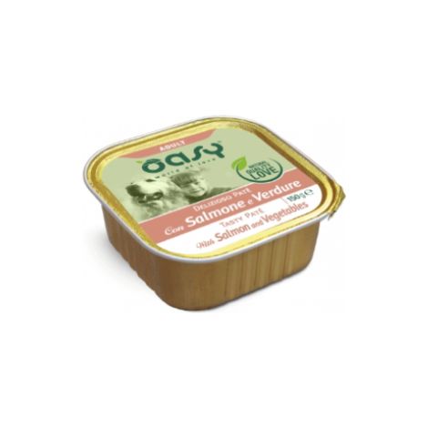 Oasy Dog Delizioso Pate Alimento in vaschetta per cani adulti 150g - Salmone con verdure 150g