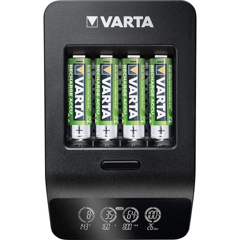Varta LCD Smart Charger Plus Ladegerät schwarz 4xAA AAA