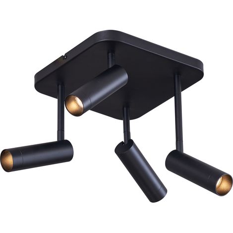 Rounded Ceiling Spotlight Black GU10 35mm 4-Lights Rotatable and Tiltable - Kate