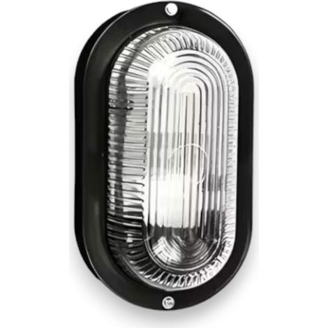 Plafoniera ovale 20.4x11.5xH9.5 con diffusore in vetro - Nero (1/5)