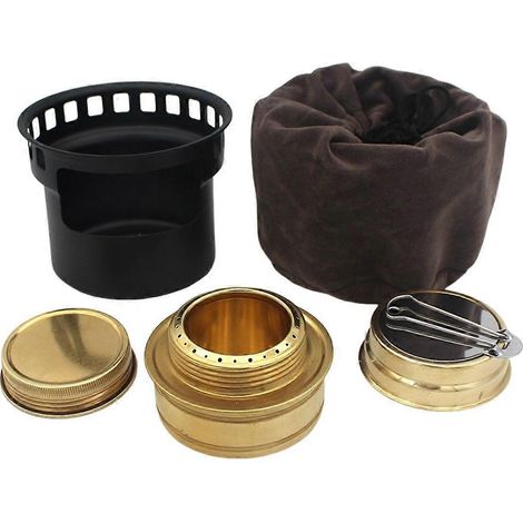 Réchauds à alcool de camping en aluminium, portables, pour pique-nique et barbecue, coupe-vent, pour la cuisson en extérieur, noir (1/4)