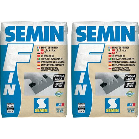 Enduit de Finition Semin F - Intérieur - Poude - Sac de 25 kg (lot de 2)