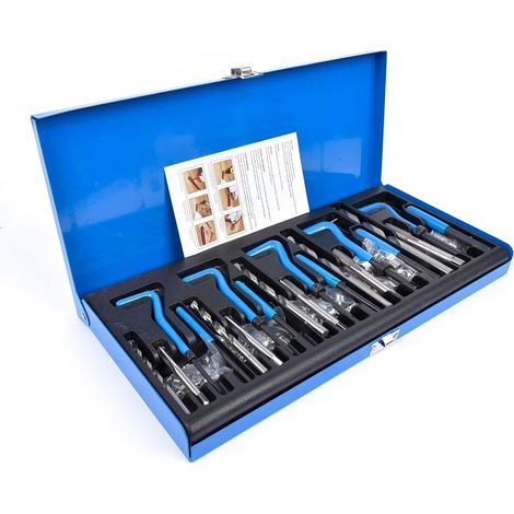 Kit de reparación de roscas de 131 piezas M5 M6 M8 M10 M12 Rosca Azul