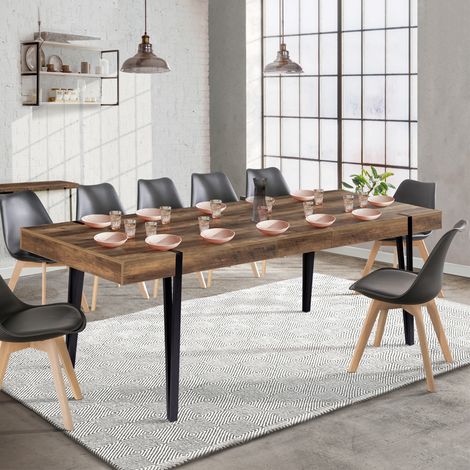 AUSTRIA Mesa de comedor extensible para 8-12 personas, pata de alfiler negra 200-240 cm (1/5)