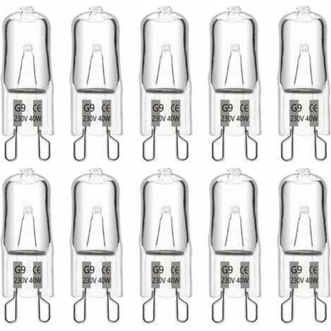 ampoule halogène G9 T4 40W 480LM 230V dimmable, 2900K blanc chaud, pour lustres, lampes d'armoire, lampes de paysage, appliques murales, (pack de 10) (1/5)