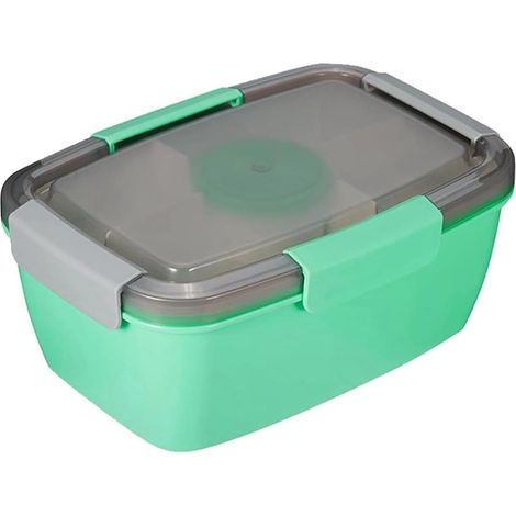 Lunchbox mit unterteilten Fächern, 2000 ml, Bento-Box, Lunchbox mit 5 Fächern, 2-stöckige Lunchbox mit Trennfächern, für Reisen, Pass