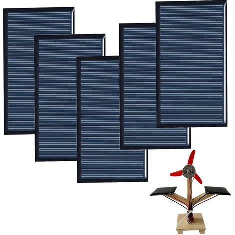 Mini Panneau Solaire, Micro Cellules Solaires, Panneau Solaire en Silicium Polycristallin, Convient aux Vélos Partagés Solaires, Module Kit Polysilizium, 5 Pièces, 80 x 45mm, 5V 100mA (1/5)
