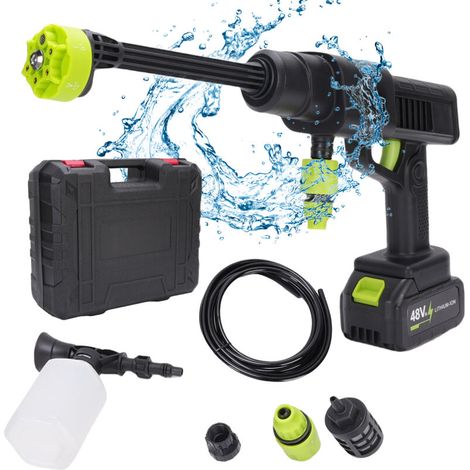 21V Cordless High Pressure Washer, Patio Cleaning, Car Washing, Max. 40 Bar, 20000RPM, Battery and Charger, 5m Hose (1/5)