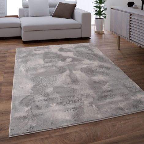 Paco Home Teppich Wohnzimmer Kunstfell Shaggy Hochflor Waschbar In Waschmaschine Soft Uni Grau 120x170 cm