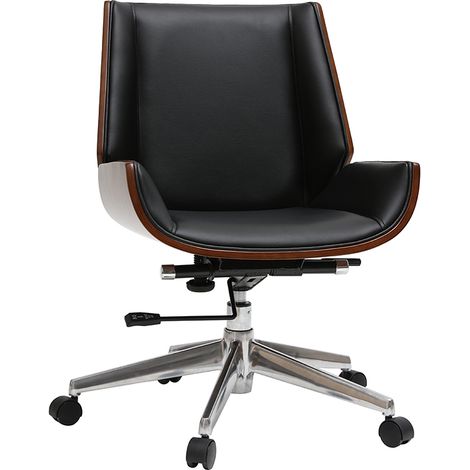 Design-Bürosessel dunkles Holz und Schwarz CURVED