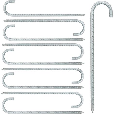Ancres de Sol en Lot de 10, Sardines XL, Extra Longues, Camping, Accessoire de Tente, Acier, 30 cm, argenté