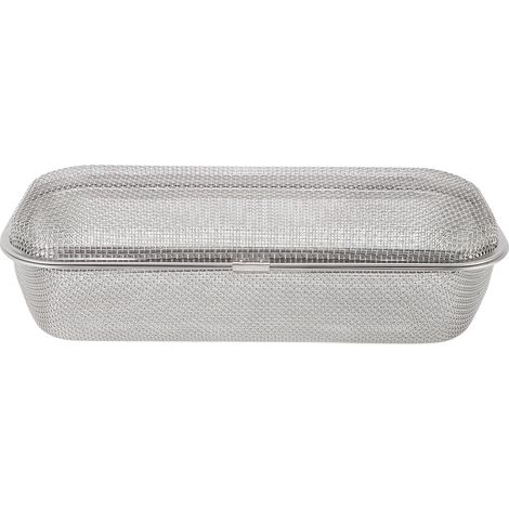 Panier à couverts pour lave-vaisselle en acier inoxydable 304 rectangulaire maille égouttoir rangement couverts baguettes petits objets 11.5x26.5x7.5cm/4.5x10.4x3.0in (1/5)
