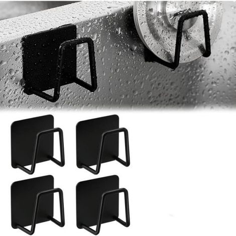 Porte Éponge - Acier Inoxydable 304 - Auto-Adhésif 3M - Pour Évier Cuisine et Salle De Bain - Noir - 1 Pièce (1/4)