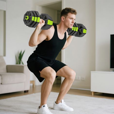 Juego de Mancuernas Ajustables 25 kg 6 en 1 como Kettlebell Barra Mancuernas Soporte para Flexiones para Gimnasio Casa (1/5)