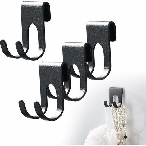 Schwarz 4 Stück selbstklebende Rasiererhalter-Haken, Handtuchhaken, Edelstahlhaken ohne Bohren, Rasiererhalter, zusätzliche Haken für Duschregal im Badezimmer (1/5)