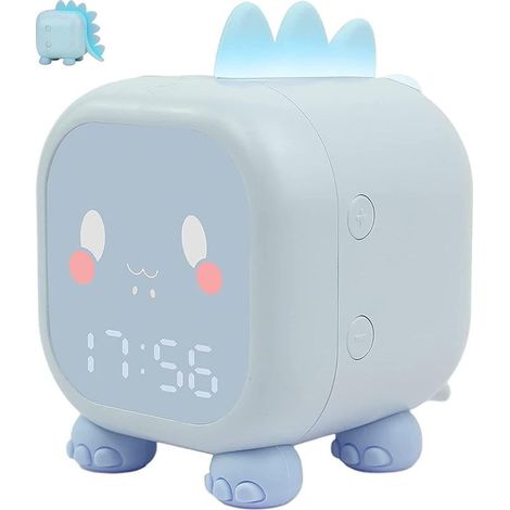 Bonito despertador infantil, luz nocturna multifuncional ajustable con temporizador de cuenta atrás, función de repetición, recargable, regalo para niños (azul) (1/5)