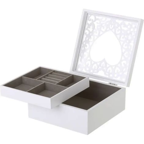 Portagioie in Legno Bianco Scatola Organizer Porta Gioielli Design Shabby Chic