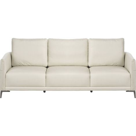 3 Seater Light Beige Fabric Upholstered Modern Style Metal Legs Minimalistic CILENS (1/5)