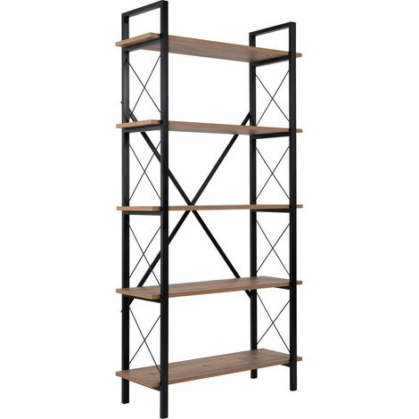 Libreria in legno "Elysian" - 90 x 33 x 180 cm - Pino Atlantico Nero
