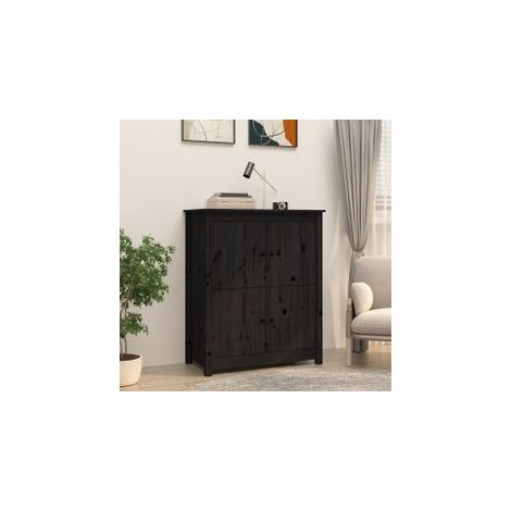 Buffet Noir 83x41,5x100 Bois massif de pin (1/5)