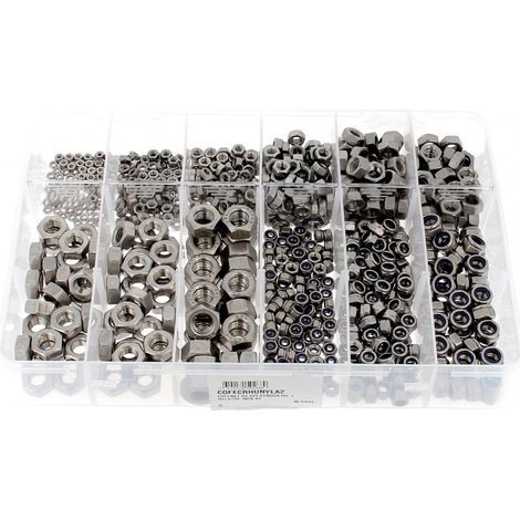 Coffret de 825 Ecrous Hu + Nylstop Inox A2