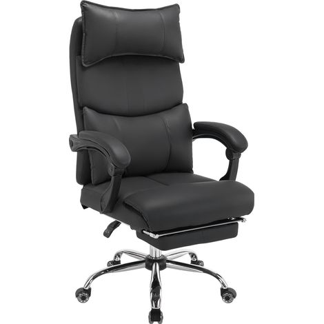 Fauteuil de bureau ergonomique en tissu avec soutien lombaire réglable et hauteur ajustable, pivotant, noir (1/5)