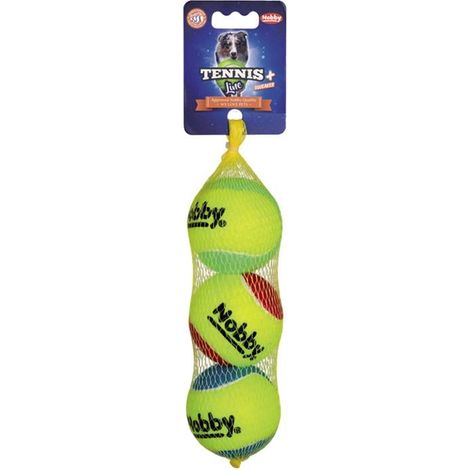Nobby Tennisball mit Squeaker 6,5 cm 3er Netz Größe M Ball
