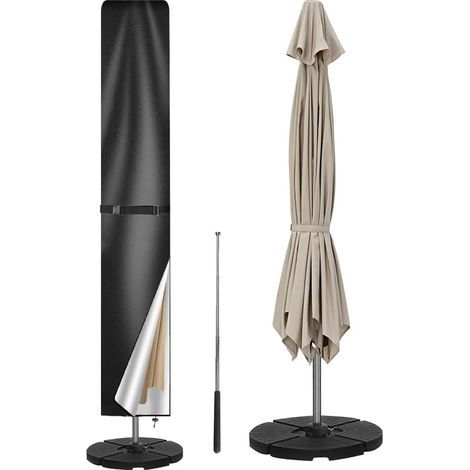 Schutzhülle für Sonnenschirme, 210D Oxford-Schutzhülle für Ampelschirme, gerade Gartenschirmhülle mit wasserdichter, UV-beständiger Stange, Schutzhülle für Strand, Balkon und Außenbereich (1/5)