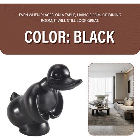 1 couleur : Noir Matériau : Peinture en aérosol sur résine Figurine de canard robuste, accessoire extérieur pour voiture. (1/5)