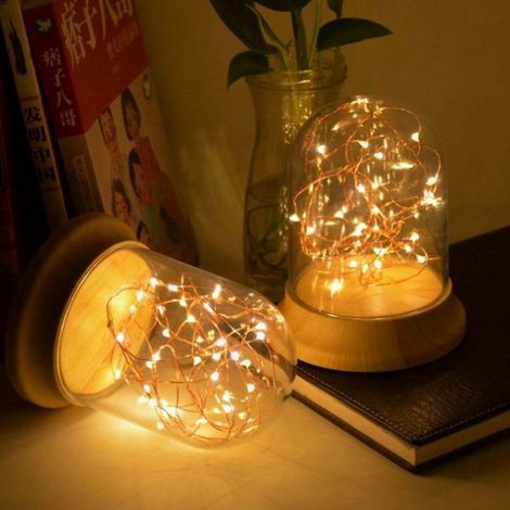 Lampe De Table - Lampe De Chevet À Led Avec Port Usb - Pour Chambre À Coucher Et Lecture - 11 X 13,5 Cm - 250 G - Finition Grain De Bois (1/5)