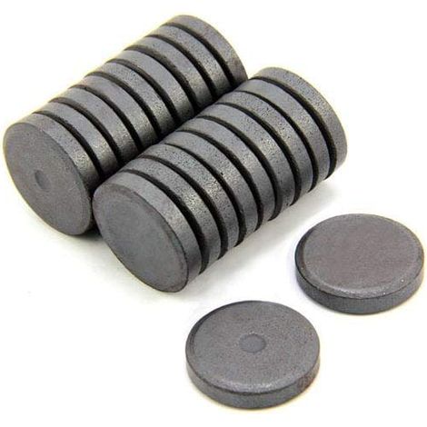 Y10 Ferrite Magnet Per Arti, Artigianato, Scienza E Fai -Da -Te - 25mm Dia x 5mm Di Spessore - 0,6kg Di Tiro - Pacco Di 20