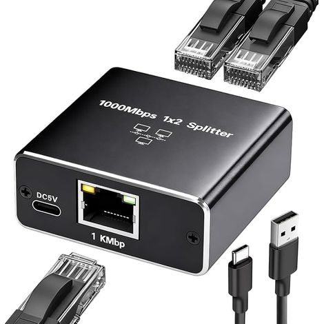 Répartiteur Cable Ethernet RJ45 1000 Mbps, Commutateur Ethernet 2 Ports (1/5)