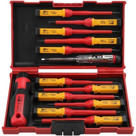 VDE Schraubendreher Set 13-teilig mit Spannungsprüfer, isoliert für Elektriker (1/5)