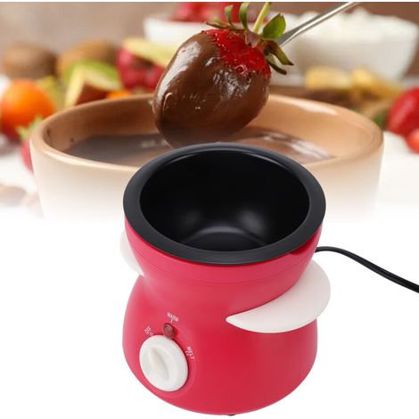 Set de Fondue Electrique 2 Vitesses Casserole en Fonte avec 10 Fourchettes Rose Rouge Plug UE 220V (1/5)