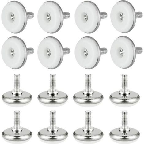 30 pieds de vérin réglables blancs, en plastique et métal, avec écrous, M61530mm, adaptés aux meubles, tables, bureaux, armoires, chaises, etc. (1/5)