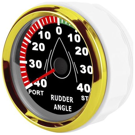 Ruderwinkelanzeiger für Boote mit schwarzem Zifferblatt, 932V vergoldet, 85 mm, mehrfarbiger Hintergrundbeleuchtung, IP67 wasserdicht, einstellbare Richtung, hochwertiges Marineinstrument