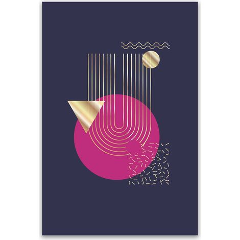 Tableau géométrique doré et rose design moderne (1/5)