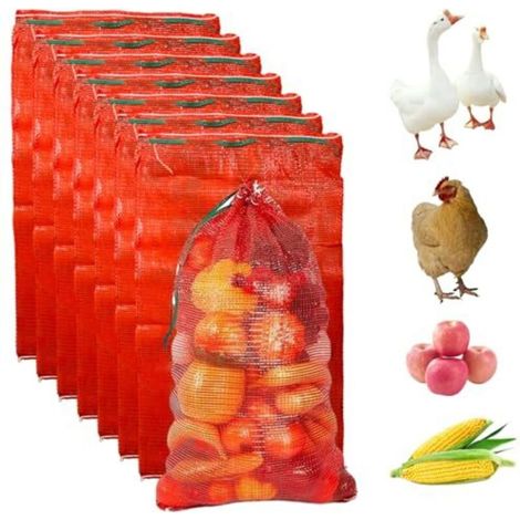 Gemüseaufbewahrungsbeutel, 8 Stück, 20 x 32 Zoll große Netzbeutel mit Kordelzugverschluss, wiederverwendbar für Zwiebeln, Kartoffeln und Zitrusfrüchte