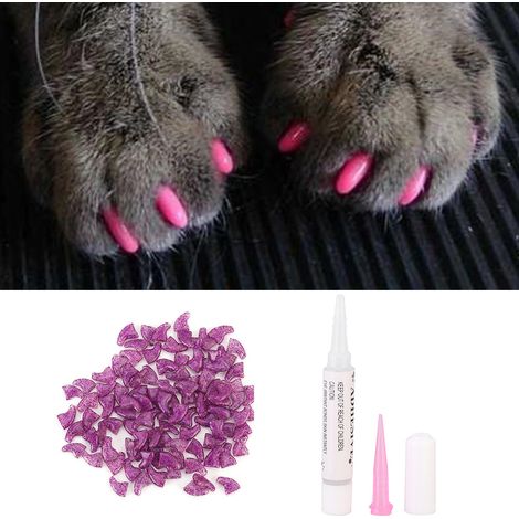 100 protège-griffes souples et résistants en PVC pour chats, accessoire de toilettage (violet XS)