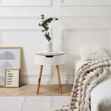 Table Coffre - HOME DECO FACTORY - Scandinave - Bicolore - Blanc et Beige (1/10)